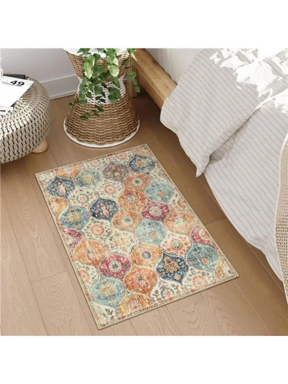 Moroccan trellis rug 2x3 washable non slip kitchen entryway bathroom rug